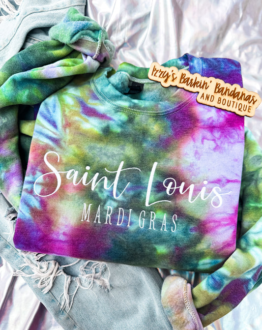 Tie Dye Saint Louis (customizable) Mardi Gras Crewneck