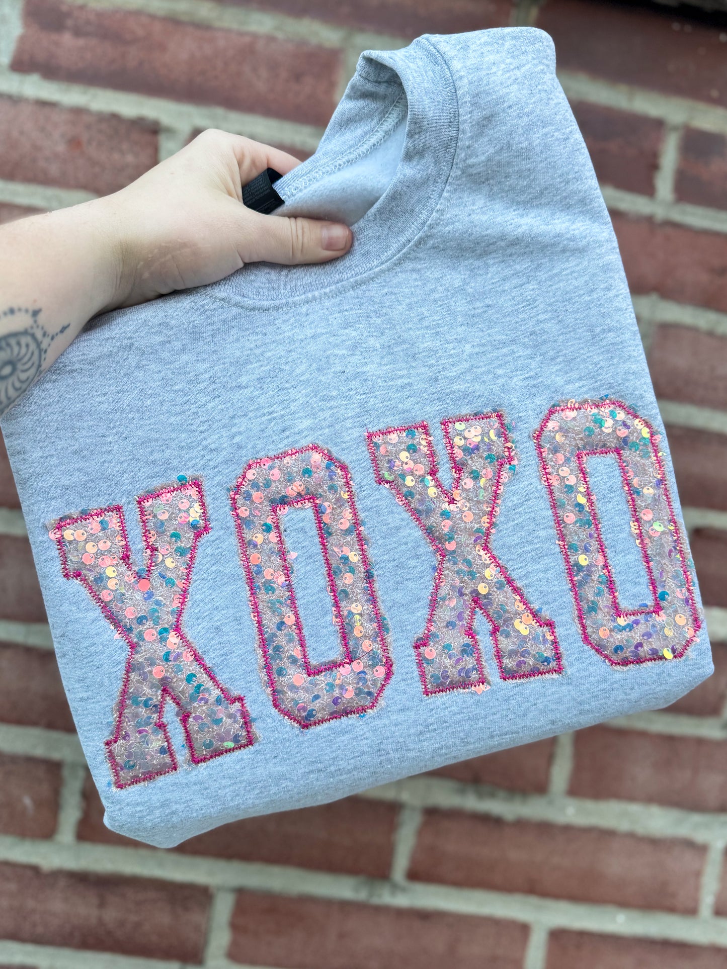 XOXO Sequin Crewneck