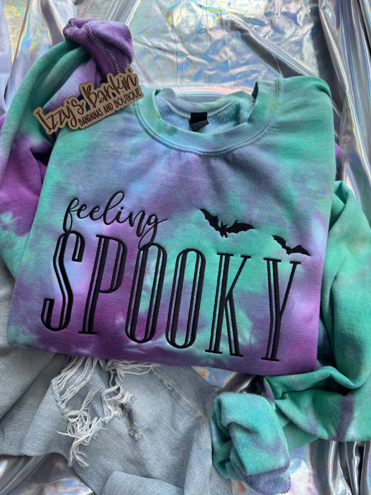 Purple/Green Feeling SPOOKY Tie Dye Crewneck