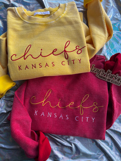 KC Embroidered Corded Crewneck
