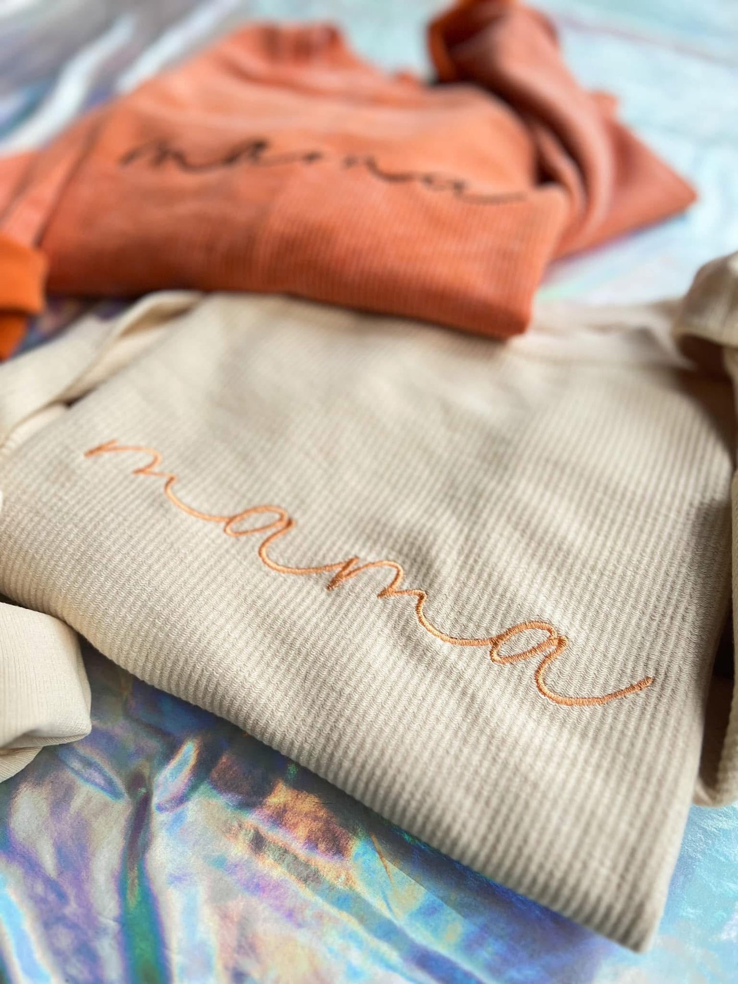 mama (customizable) Embroidered Corded Crewnecks (AVAILABLE FOR MOTHERS DAY)