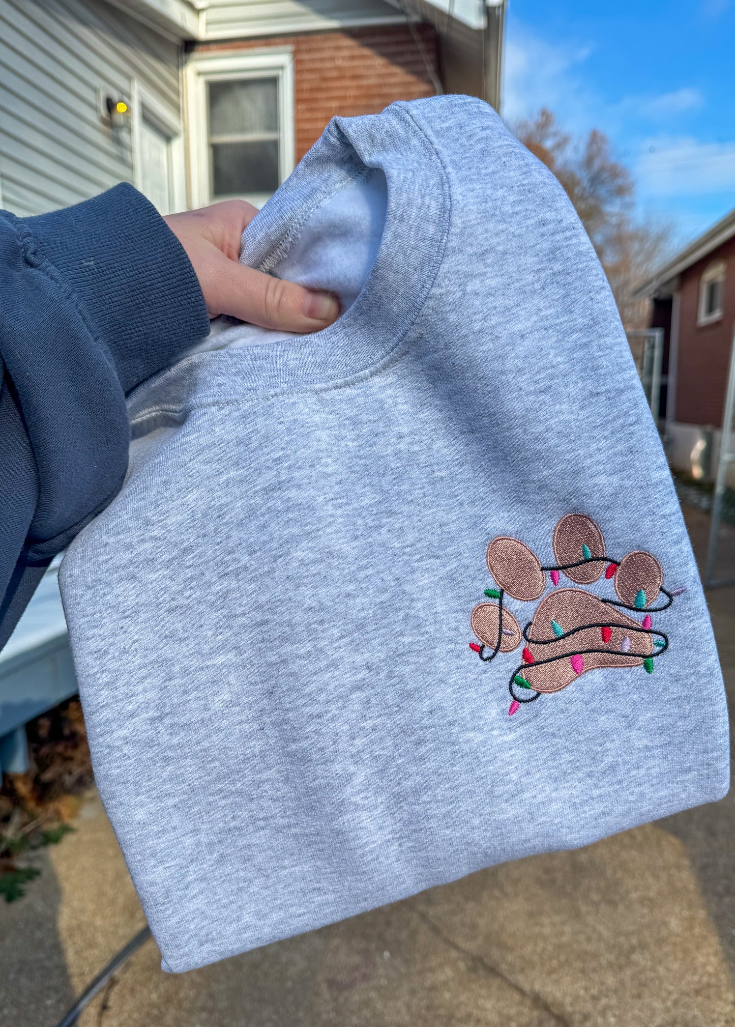 Christmas Light Paw Crewneck