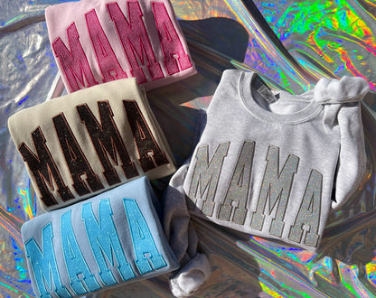 Glitter MAMA Embroidered Crewneck