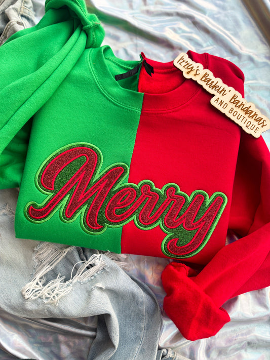 Merry Glitter Split Crewneck