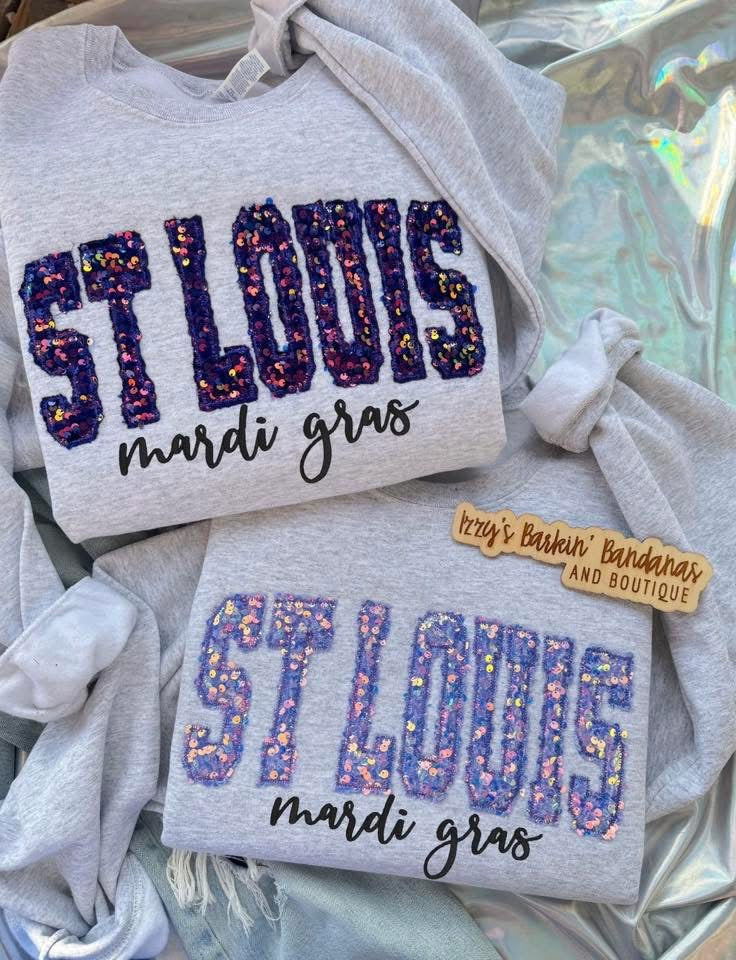 ST LOUIS Mardi Gras Sequin Sweatshirt