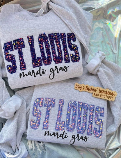 ST LOUIS Mardi Gras Sequin Sweatshirt