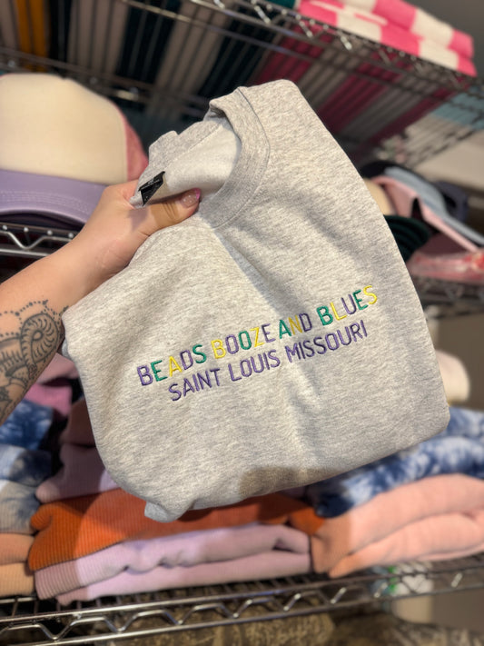 Beads Booze and Blues Crewneck