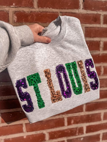 ST LOUIS Mardi Gras Sequin Sweatshirt