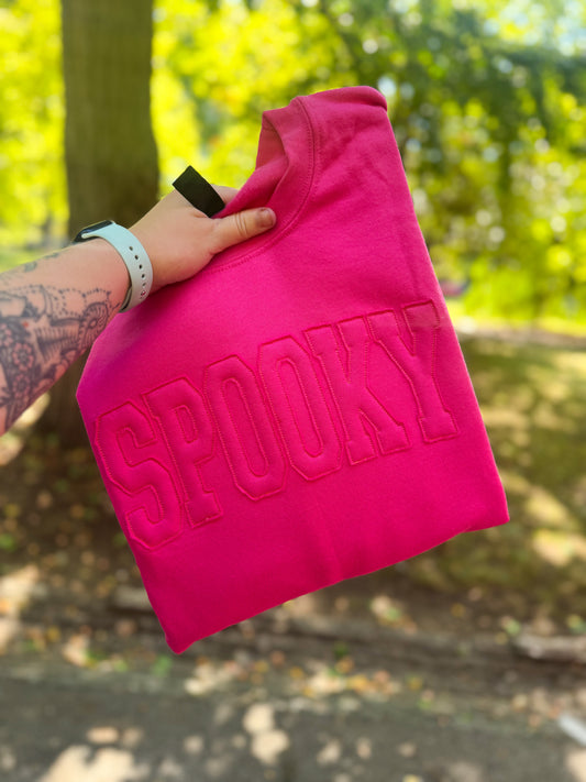 SPOOKY Raw Edge Appliqué Crewneck