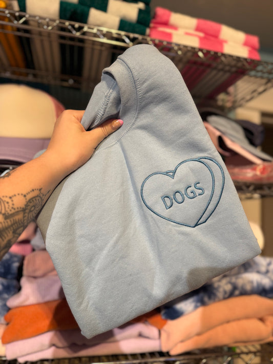 Light Blue Heart Dogs Crewneck