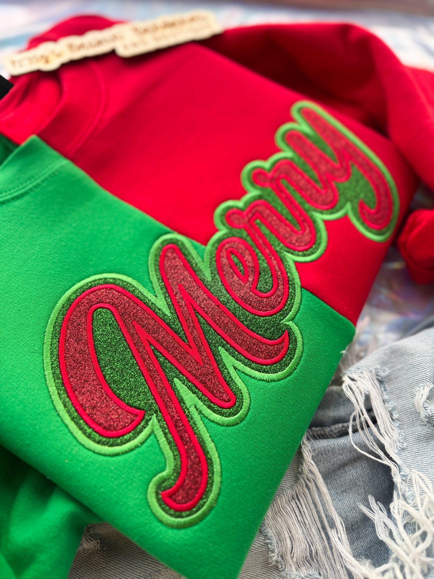 Merry Glitter Split Crewneck