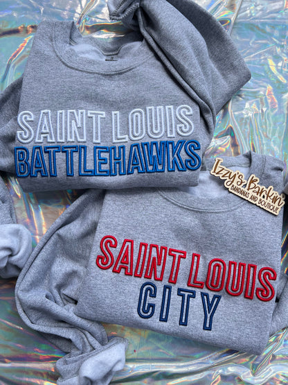 3D Puff Embroidered Saint Louis Crewneck STL hockey