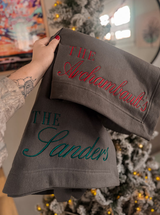 Embroidered Family Name Blanket