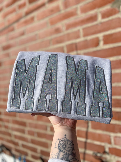 Glitter MAMA Embroidered Crewneck