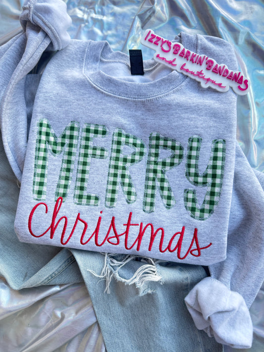 Merry Christmas Appliqué Embroidered Sweatshirt