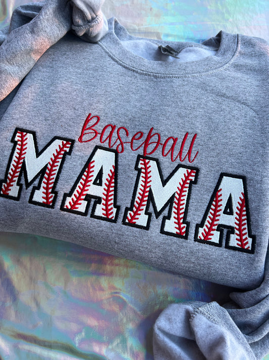Baseball MAMA Glitter Crewneck
