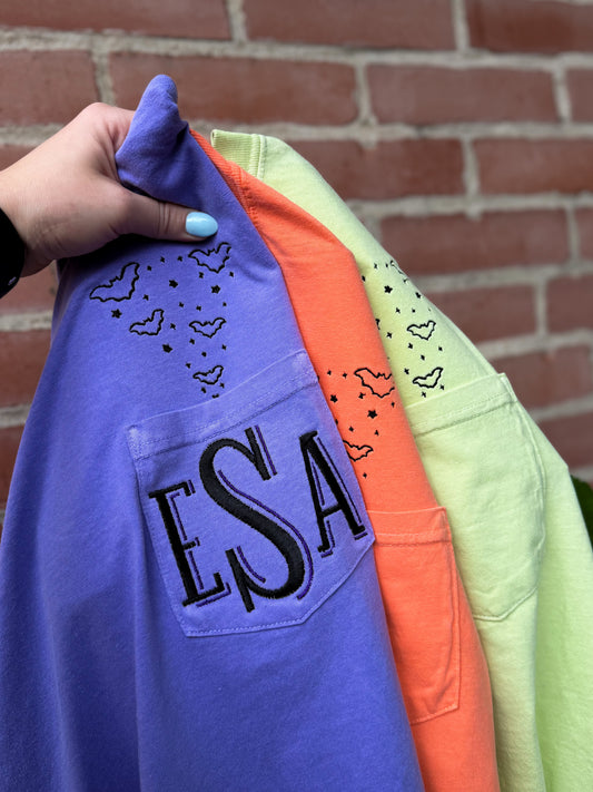 Bats Monogram (Optional) Pocket Tee