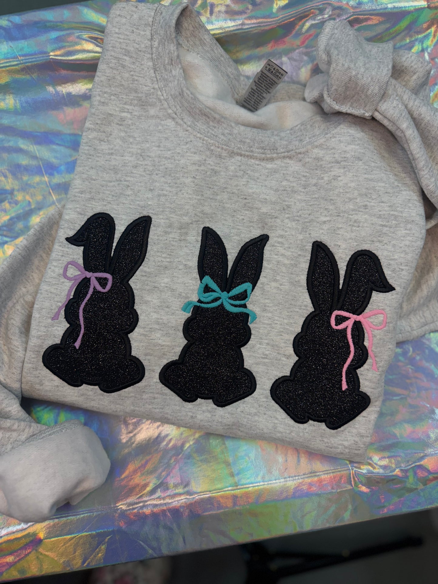 Black Glitter Bunnies Crewneck