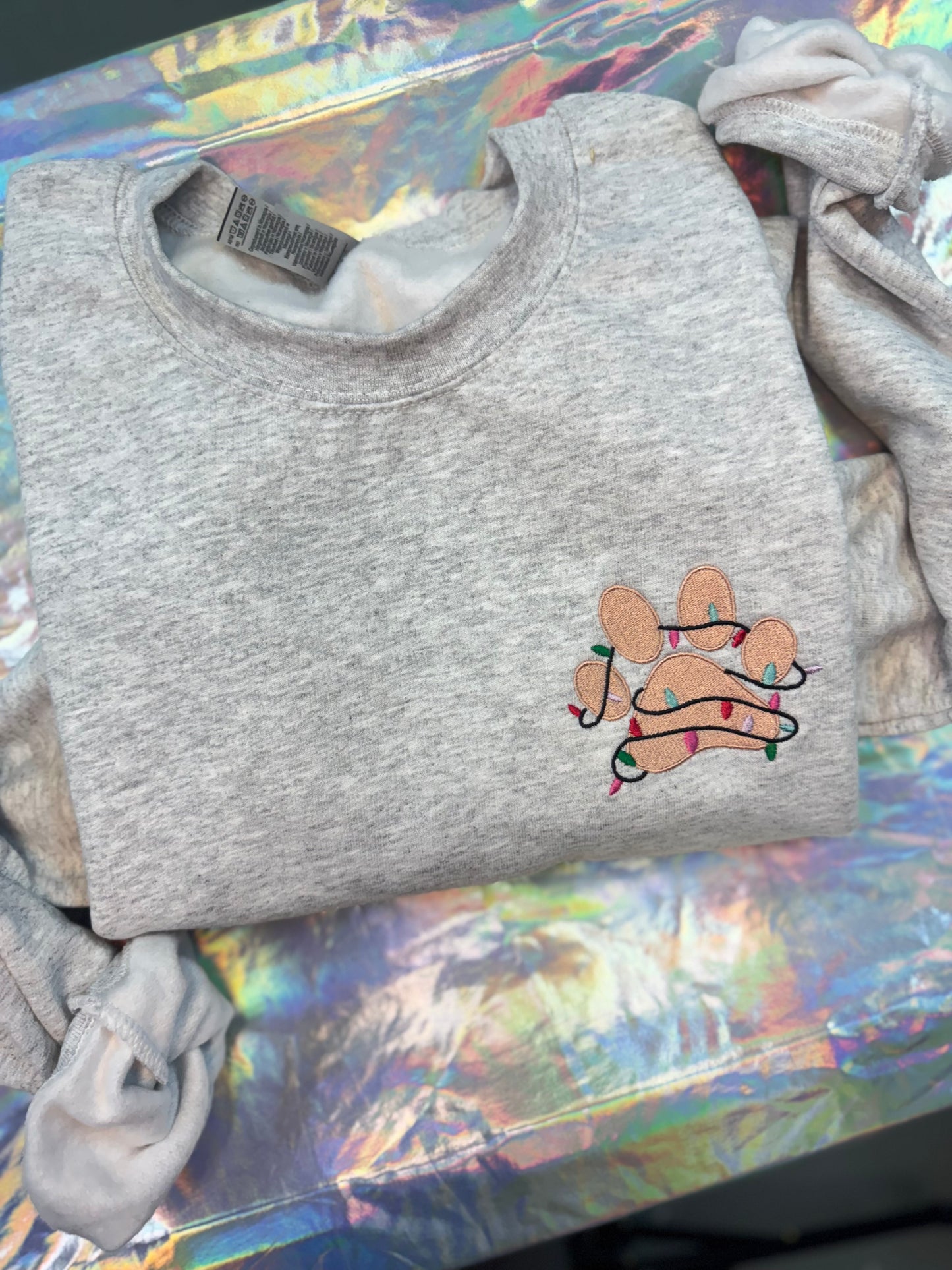 Paw Print Christmas Lights Crewneck