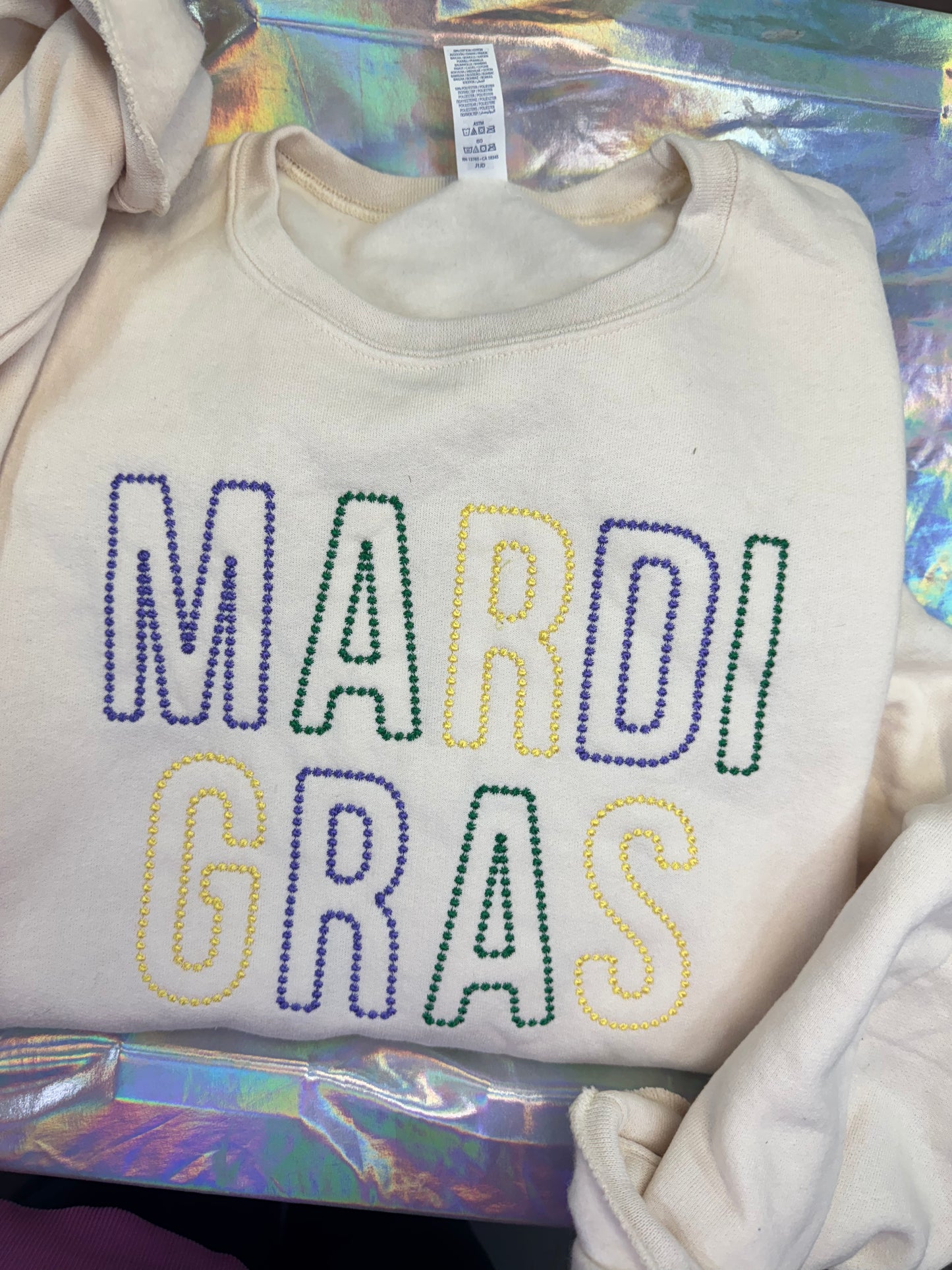2XL Dotted Mardi Gras Crewneck