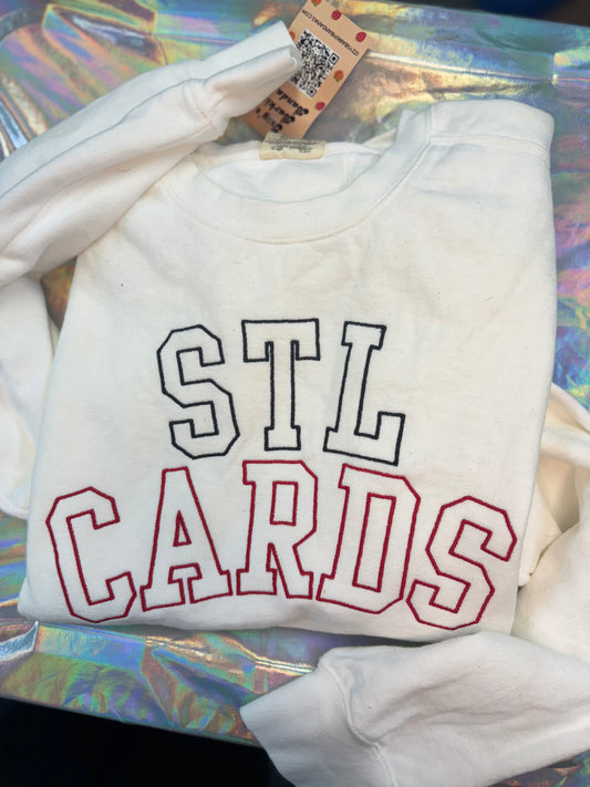 White Comfort Color Crewneck STL CARDS