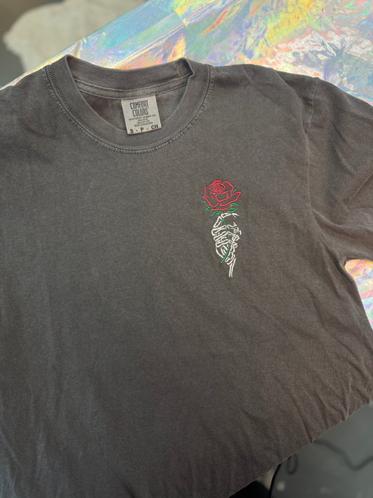Skeleton and Rose Hand Tee