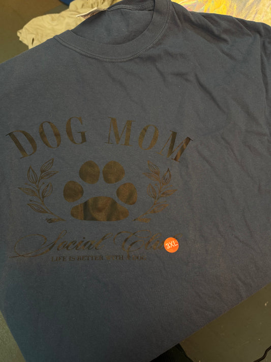 3XL Navy Dog Mom Social Club Tee