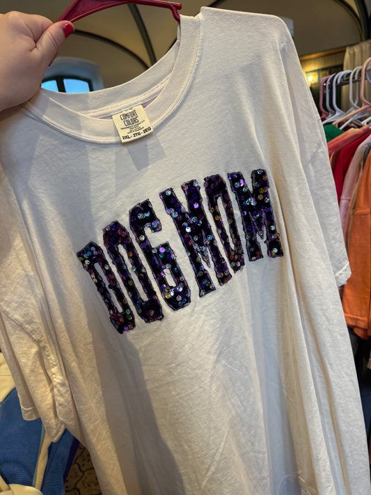 2XL Dog Mom Sequin Tee