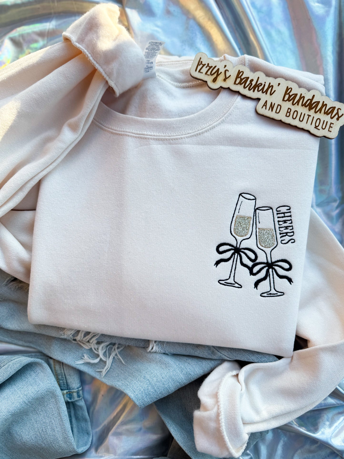 Glitter Cheers Champagne Crewneck