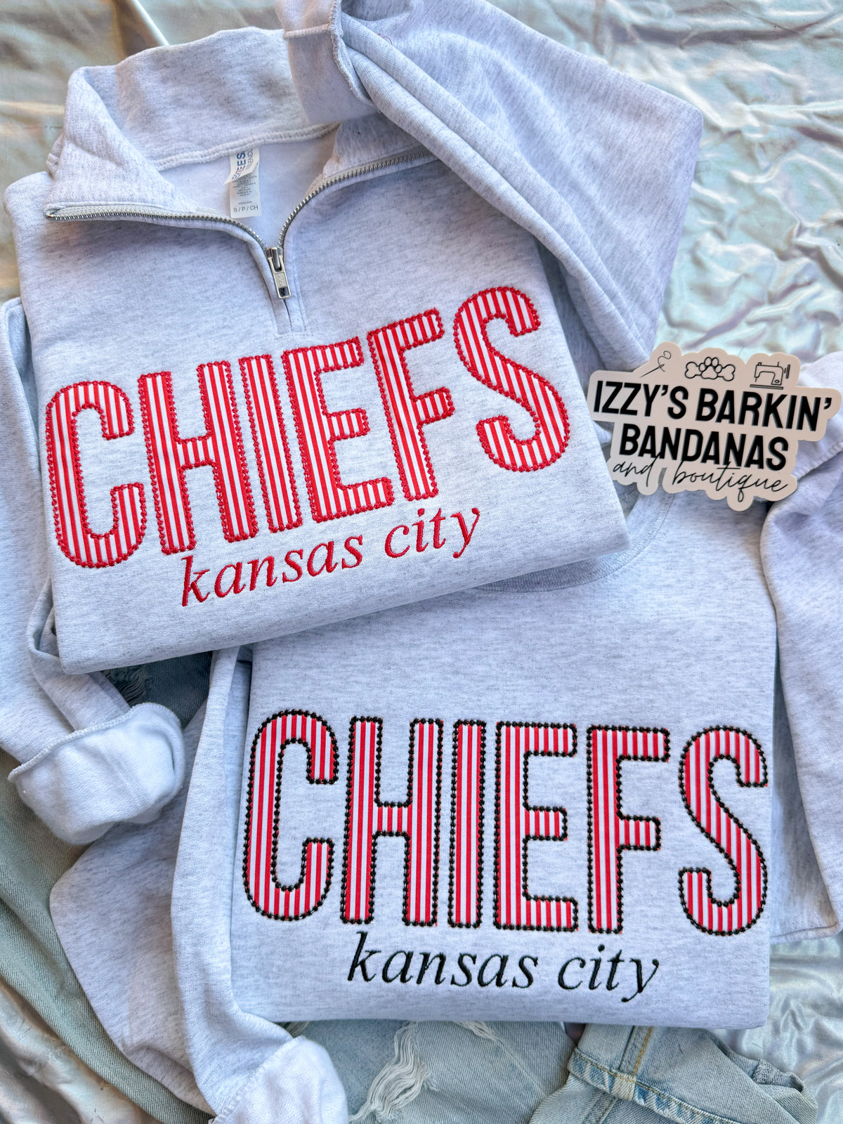 Striped CUSTOMIZED Team Crewneck/Quarter Zip