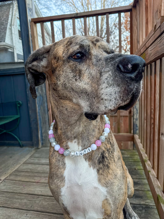 Pink Disco NYE Beaded Collar (With or W/O Name)