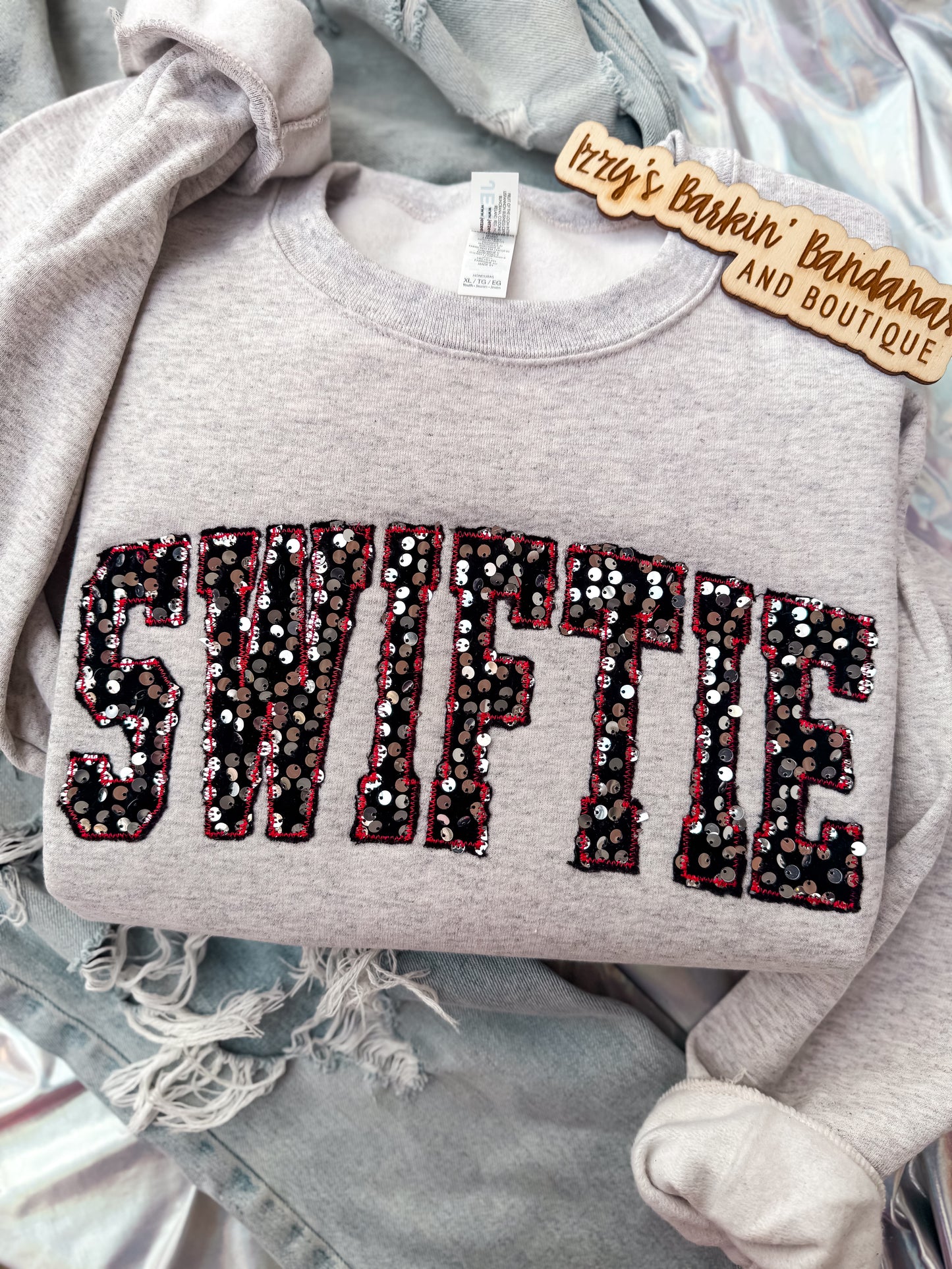 Black/Silver SWIFTIE Sequin Crewneck