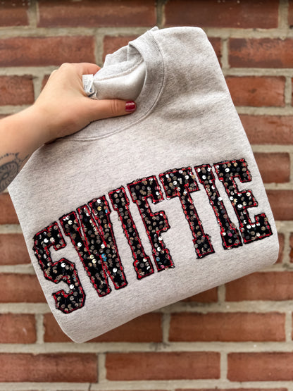Black/Silver SWIFTIE Sequin Crewneck