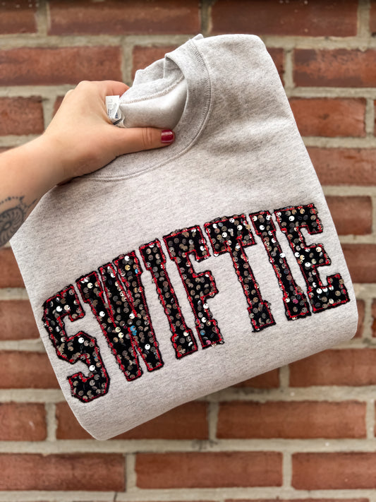 Black/Silver SWIFTIE Sequin Crewneck