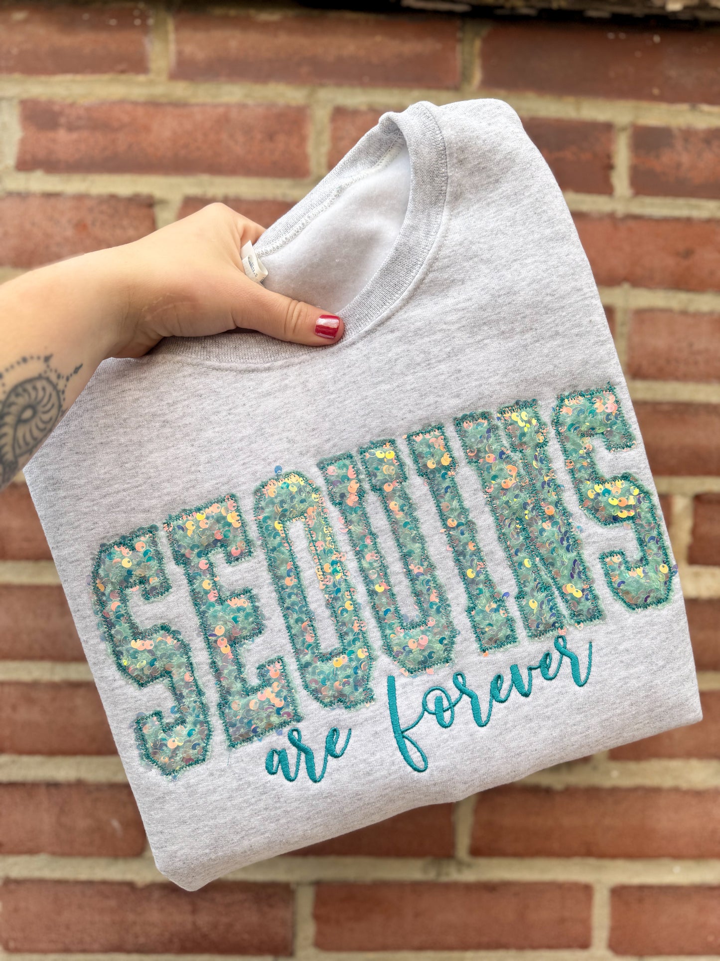 CUSTOM WORD Sequin Crewneck