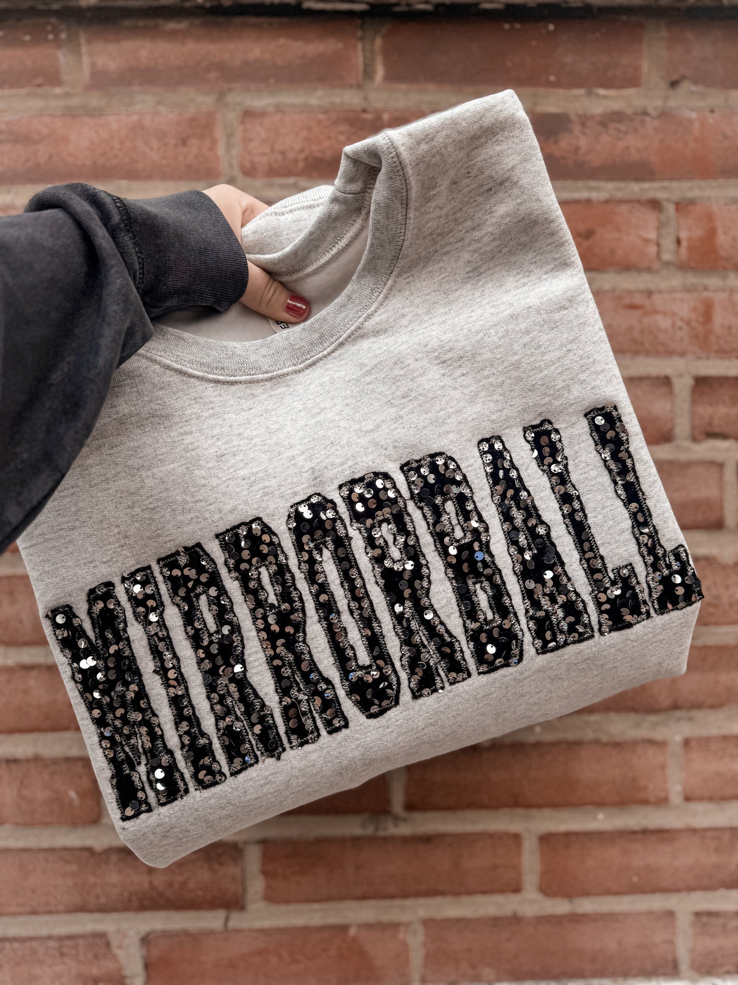 CUSTOM WORD Sequin Crewneck