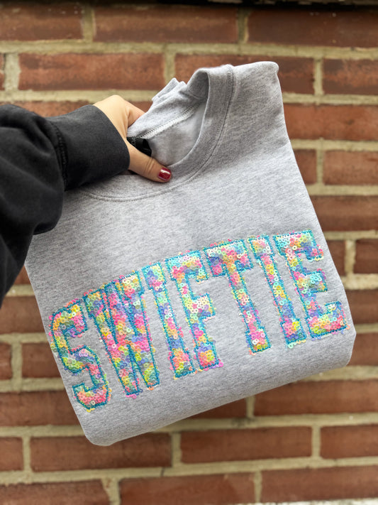 SWIFTIE Rainbow Sequin Crewneck