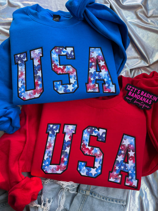 USA Stars Applique Crewneck