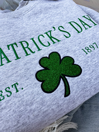 St. Patrick's Day Glitter Shamrock Crewneck
