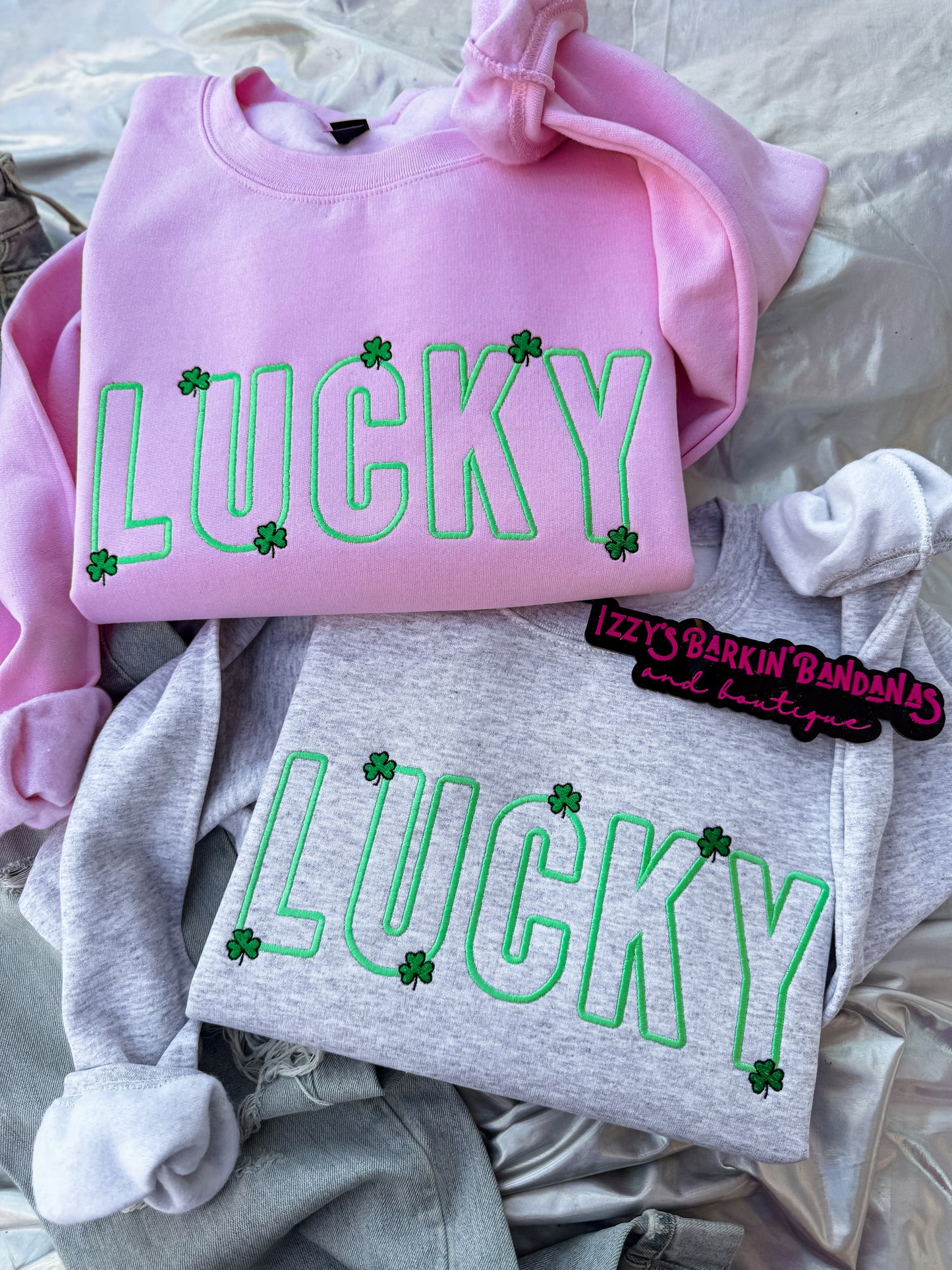 LUCKY with mini shamrocks Crewneck