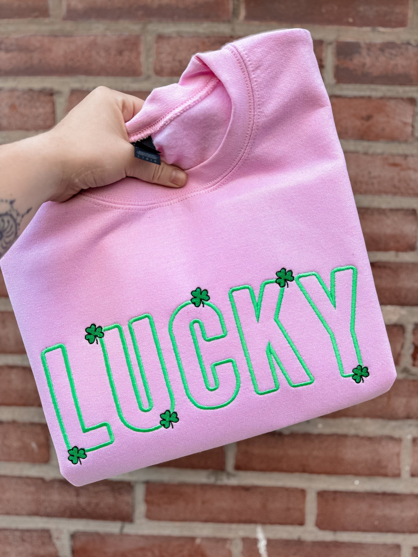 LUCKY with mini shamrocks Crewneck