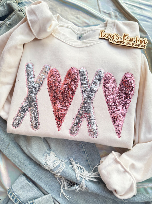 Sequin XOXO Crewneck