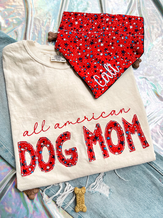 All American Dog Mom Tee & Bandana Set