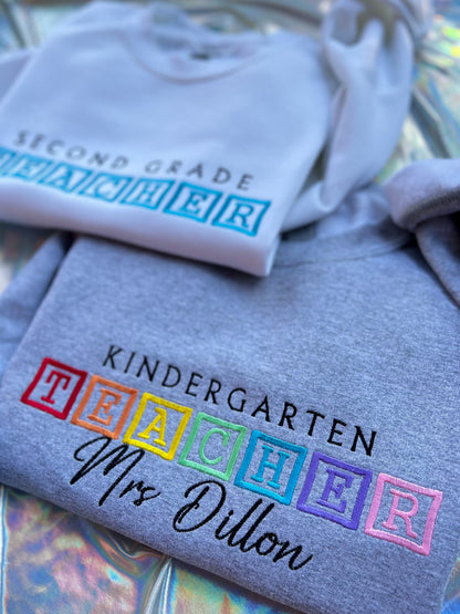 Block TEACHER Crewneck