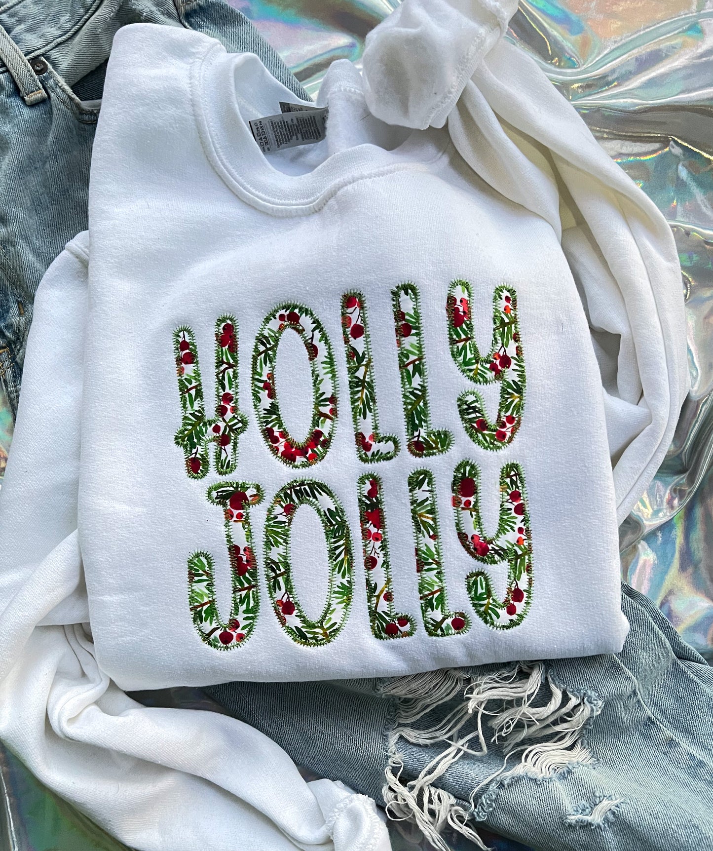 Holly Jolly Embroidered Sweatshirt