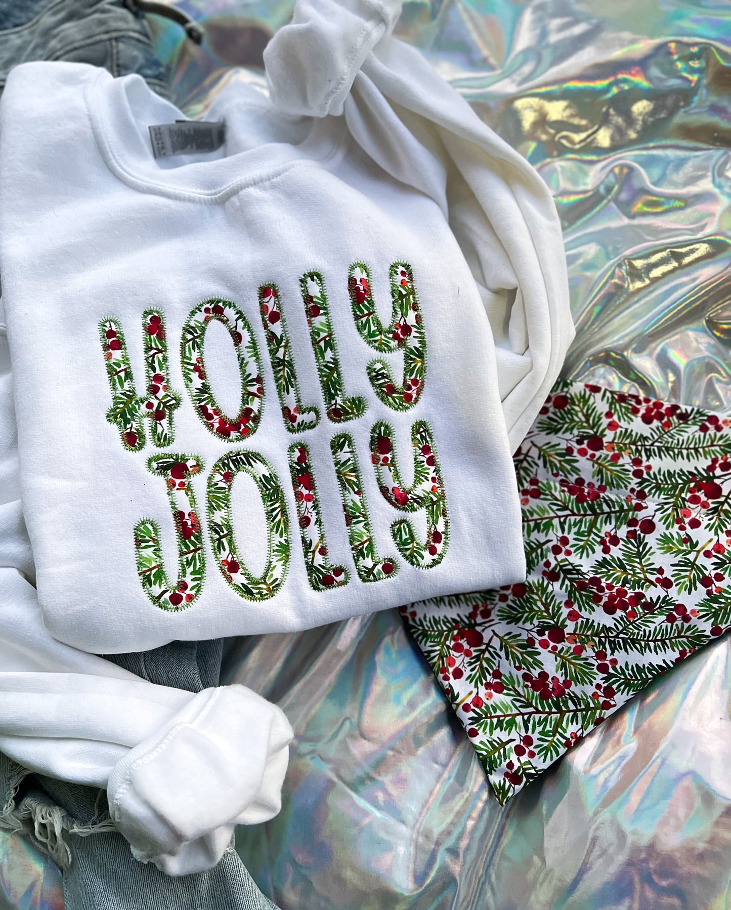 Holly Jolly Embroidered Sweatshirt