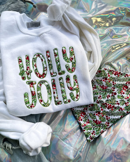 Holly Jolly Embroidered Sweatshirt