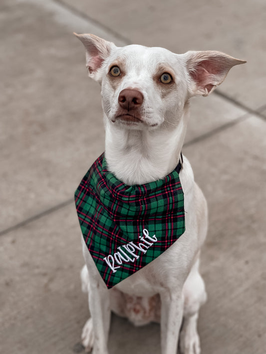 Dark Green Plaid Bandana