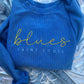 Blues Embroidered Corded Crewneck