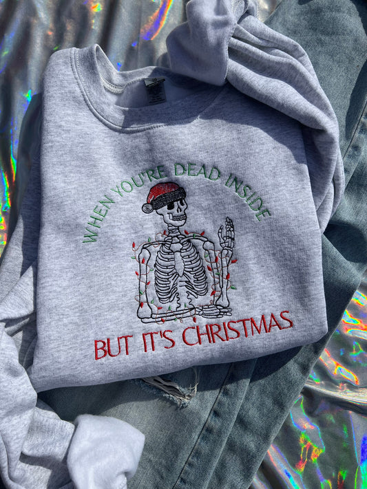 Christmas Skeleton Embroidered Sweatshirt
